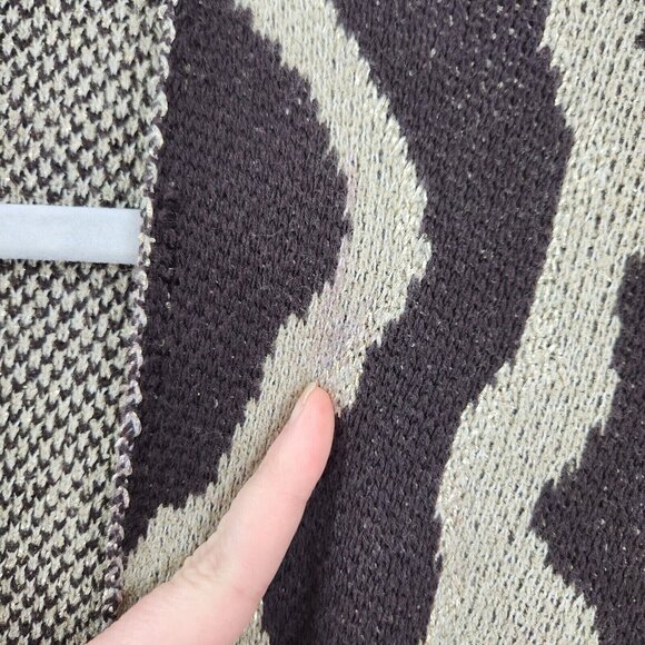 Chicos Sweater Womens One Size Tan Brown Gold Shawl Cardigan Cape Knit Shimmer - Picture 5 of 16